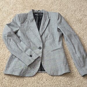 Zara Light Gray Textured Blazer
